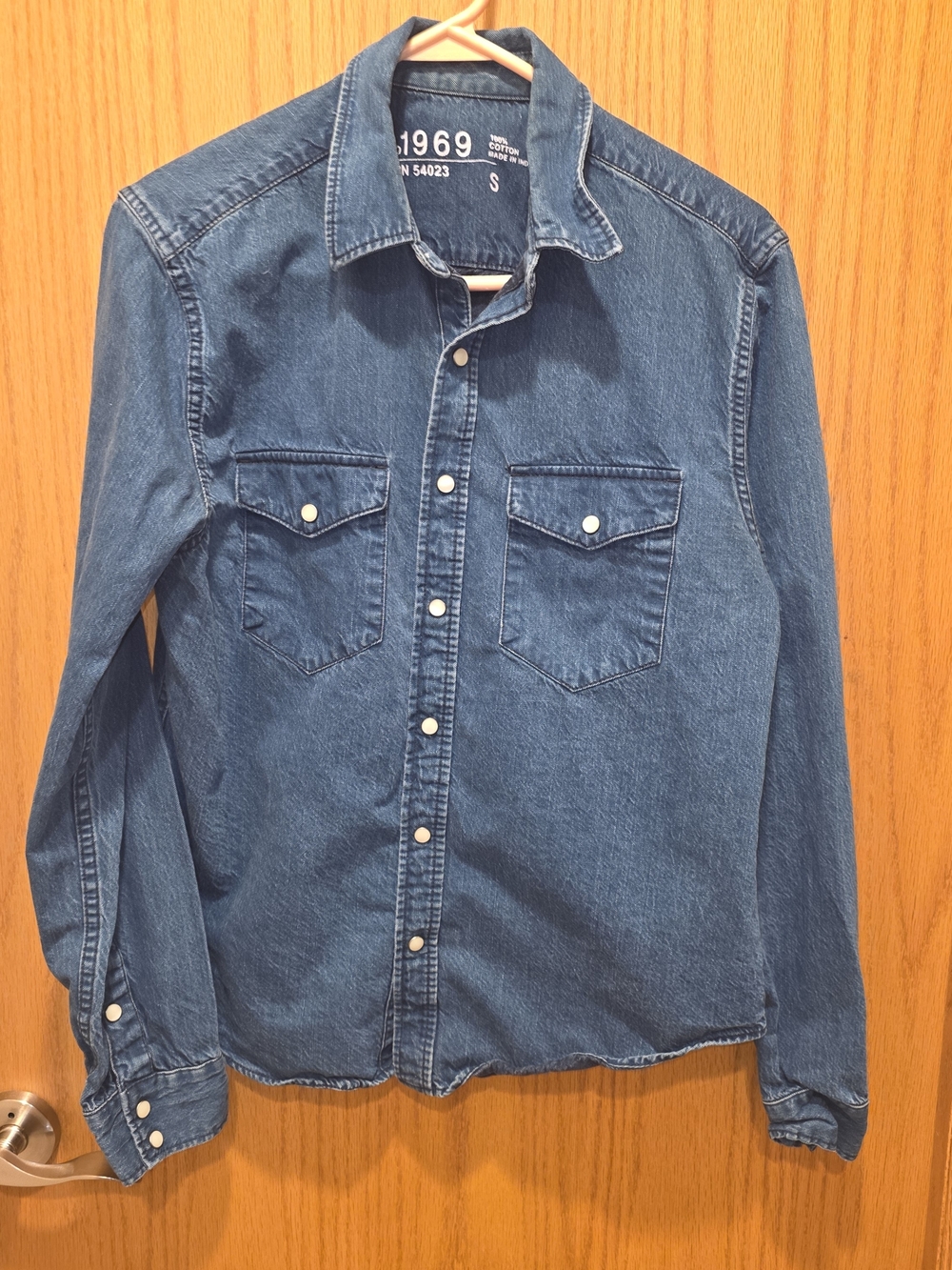 GAP Oversized Unisex Denim Button-Down Shirt - Blue